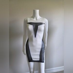 Rhapsodielle Chic White and Black Sheer Dress